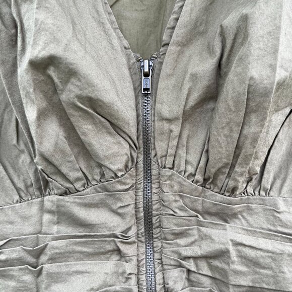 h&m army green smocked waist dress - Picture 3 of 5